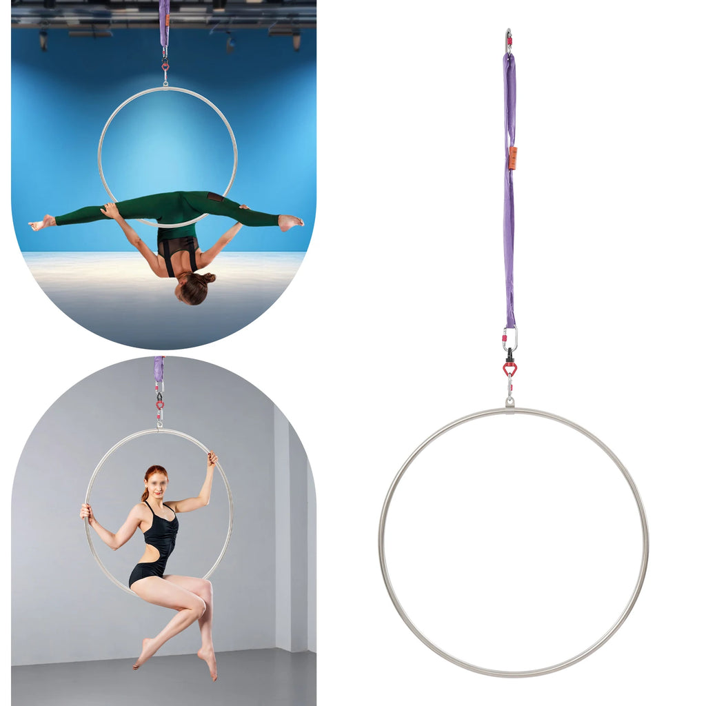 5.3kg Stainless Steel Magnesium Alloy Aerial Hoop Kit 95cm Diameter 2.5cm Tube Diameter 10KN Load Capacity Aerial Yoga Equipment