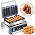 Commercial 1600W Corn Dog Waffle Maker 6-Slice Non-Stick Stainless Steel Hot Dog Waffle Iron with Temperature and Time Control