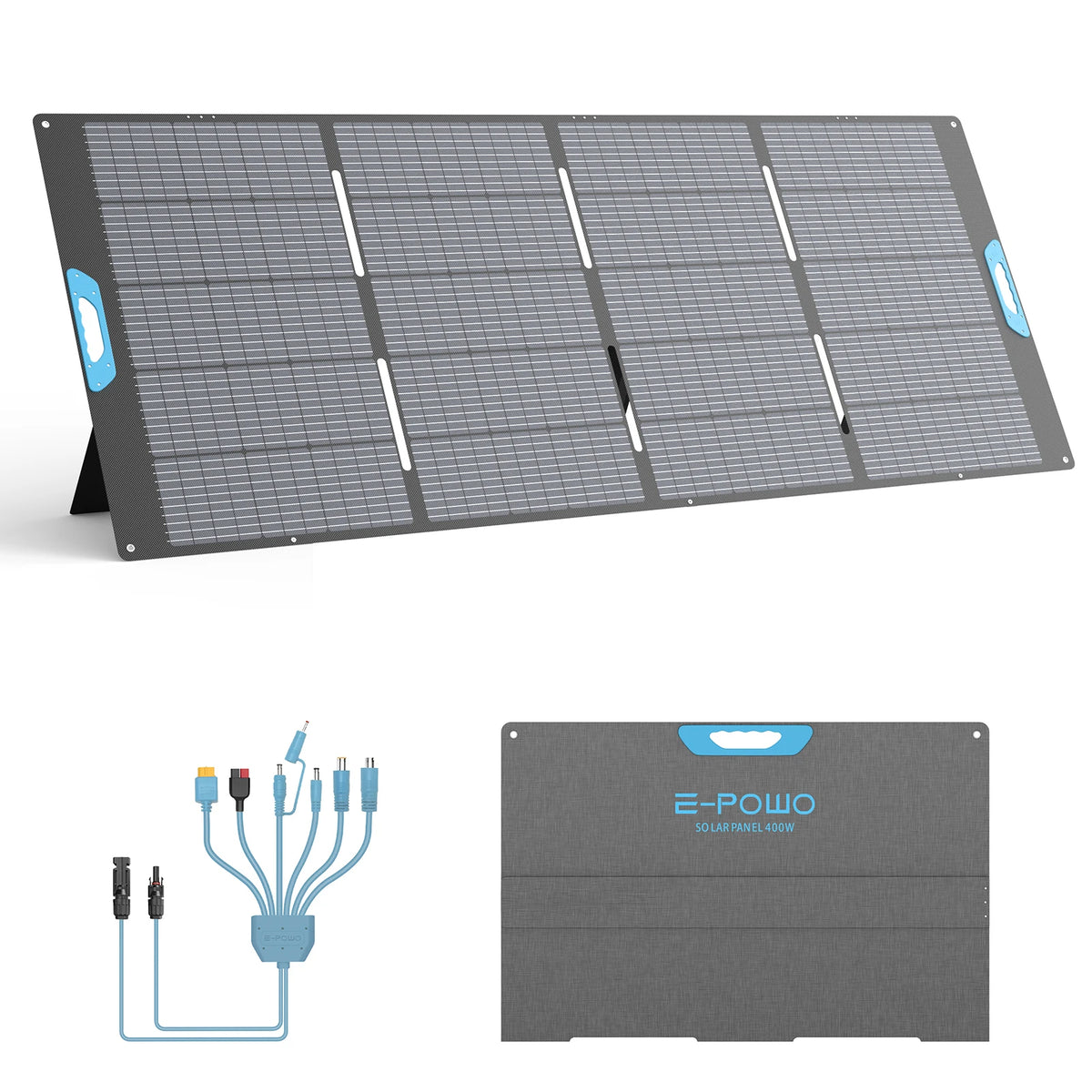 E-POWO 800W / 400W Portable Solar Panel, Foldable & Durable, Complete with an Adjustable Kickstand Case, Waterproof IP67 for RV