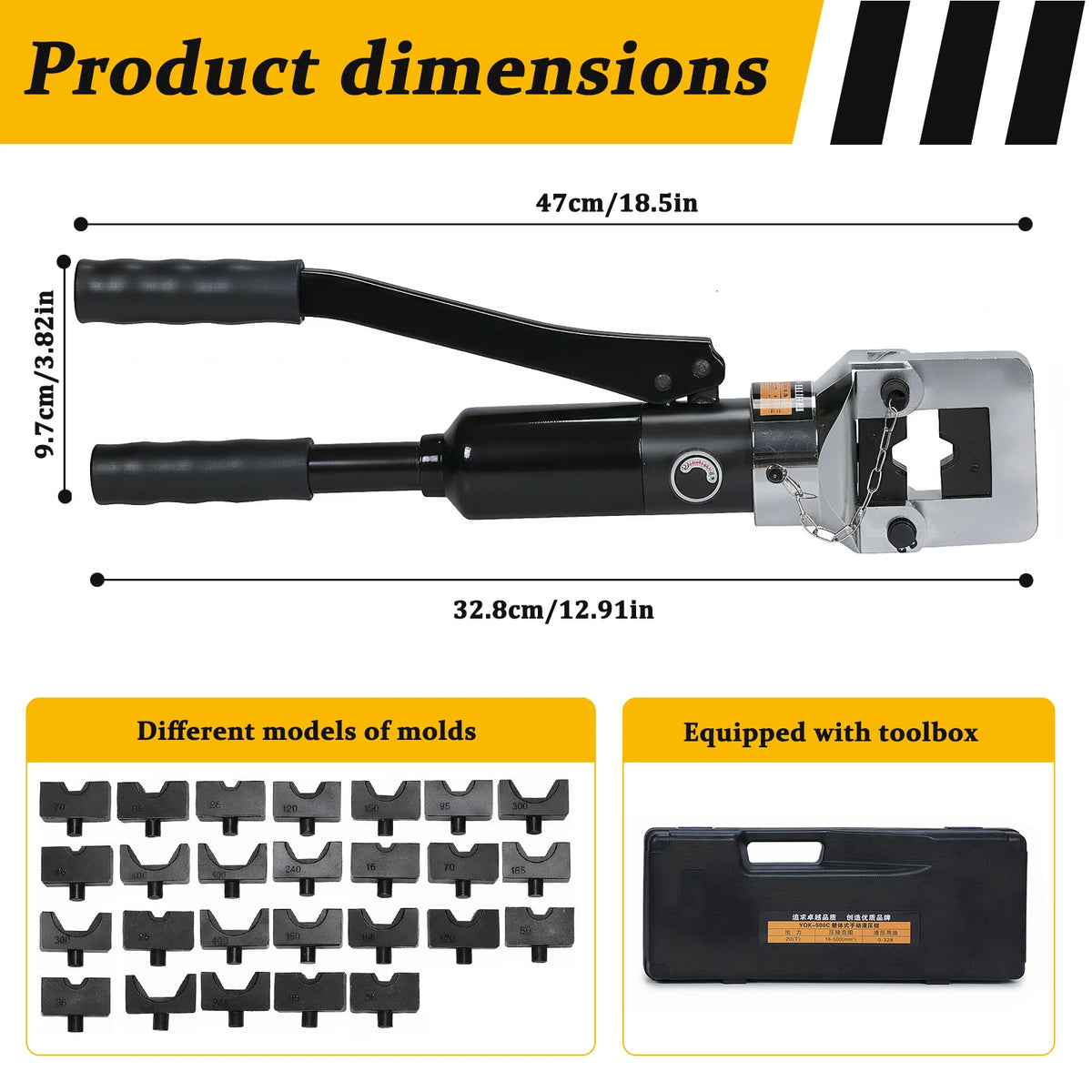Convenient Cable Crimping Pliers with Toolbox Hydraulic Crimping Tool Kit Thicken for Repair/Industrial/Electrical