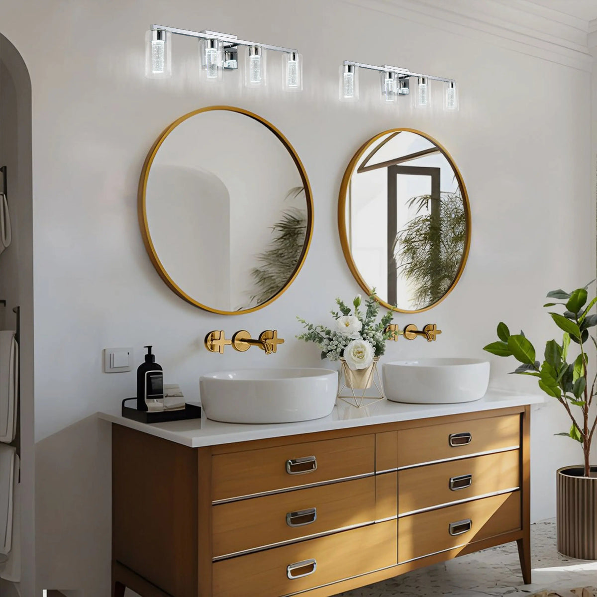 4-Light 16w Bathroom Lighting Fixtures Over Mirror With Clear Glass Shade Bathroom Vanity Light Led Bathroom Lights Over Mirror