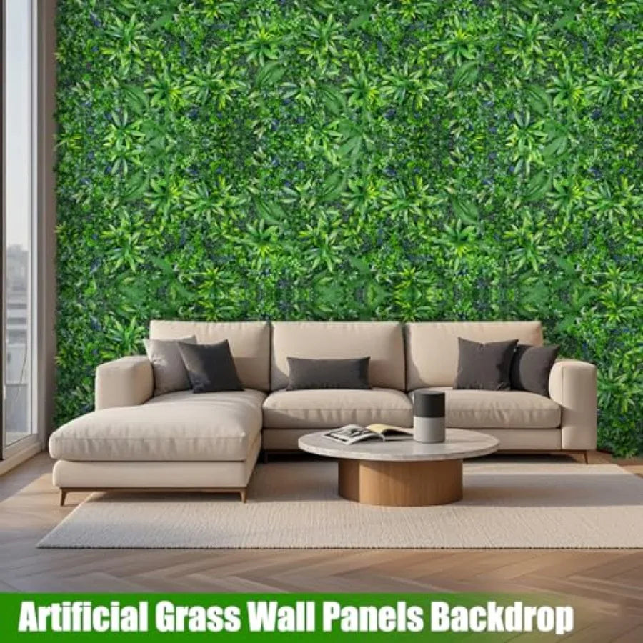 Artificial Grass Wall Panels 20x20 12pcs Hedge Grass Backdrop UV-Anti Fake Greenery Plant Boxwood Panels Green Wall Decor for O