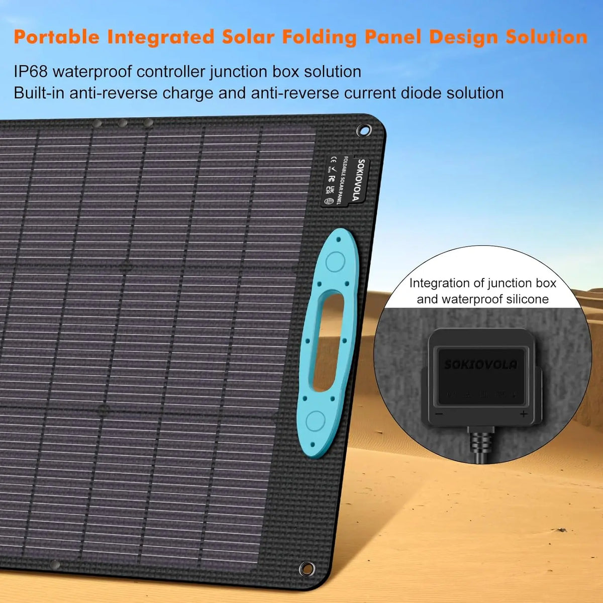 200W Portable Solar Panel Kit, IP68 Waterproof ETFE Foldable for Camping Outdoor RV Power Backup with 25% High Efficiency