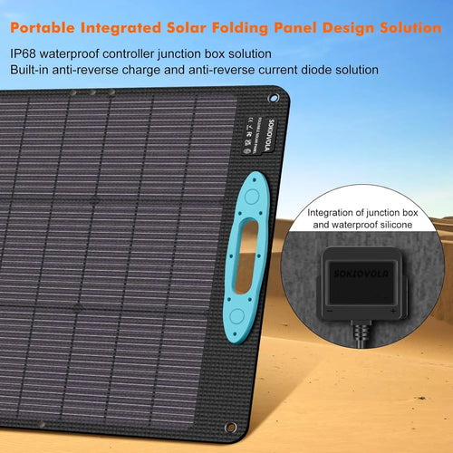200W Portable Solar Panel Kit, IP68 Waterproof ETFE Foldable for Camping Outdoor RV Power Backup with 25% High Efficiency