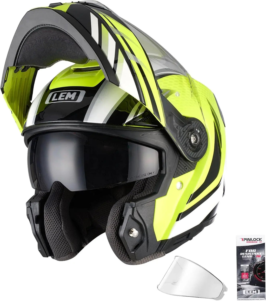 Modular Motorcycle Helmets Fiberglass Full Face Motorcycle Helmet Flip Up for Touring DOT Certified Release Sun Visor Removable