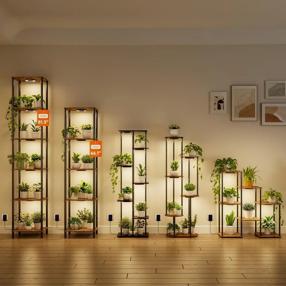 6-Tier Indoor Plant Stand with Full Spectrum Grow Light, 81.3" Tall Metal Shelf for Home Decor
