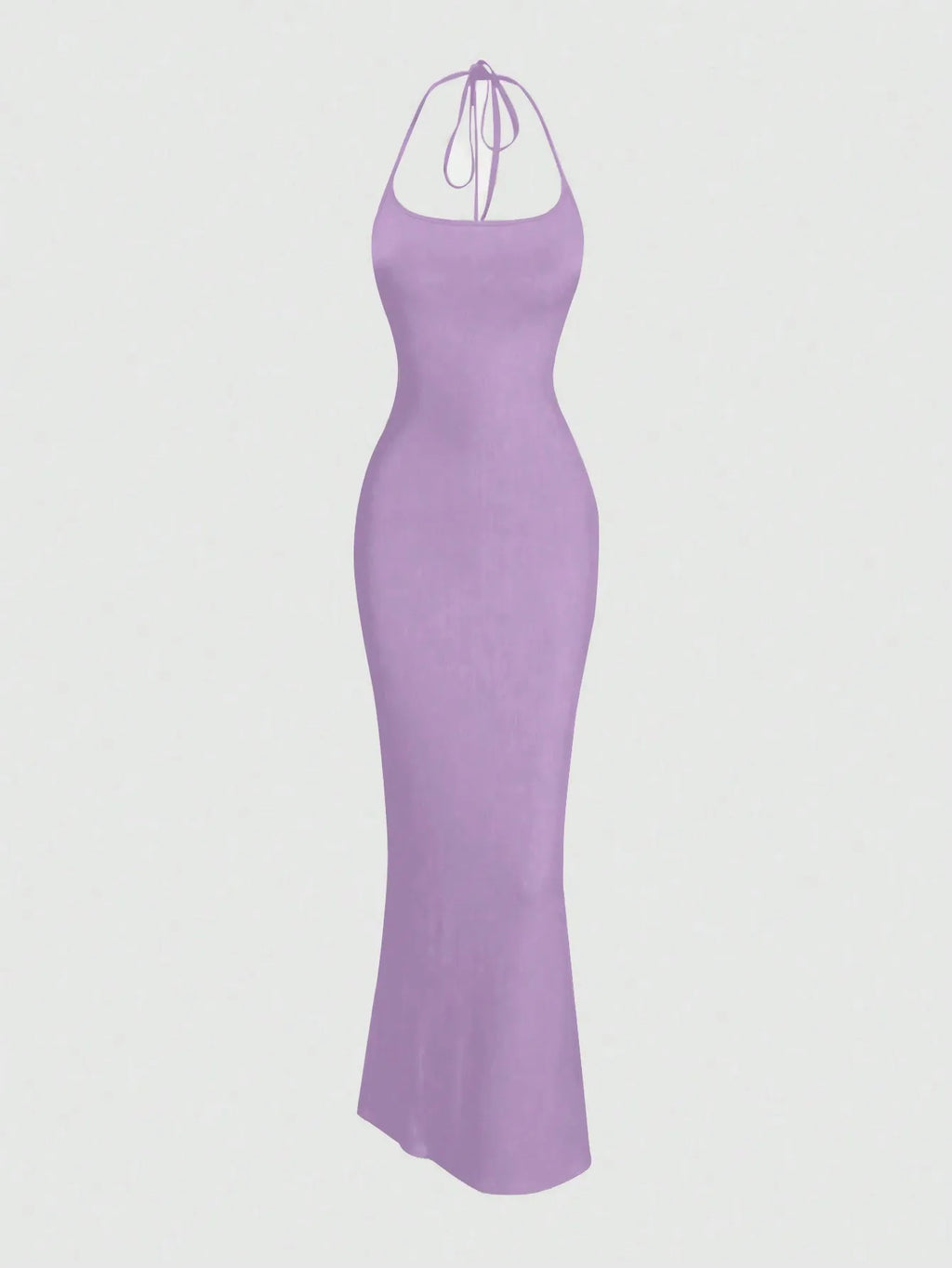 Black Fitted Halter Mermaid Maxi Dress for Women