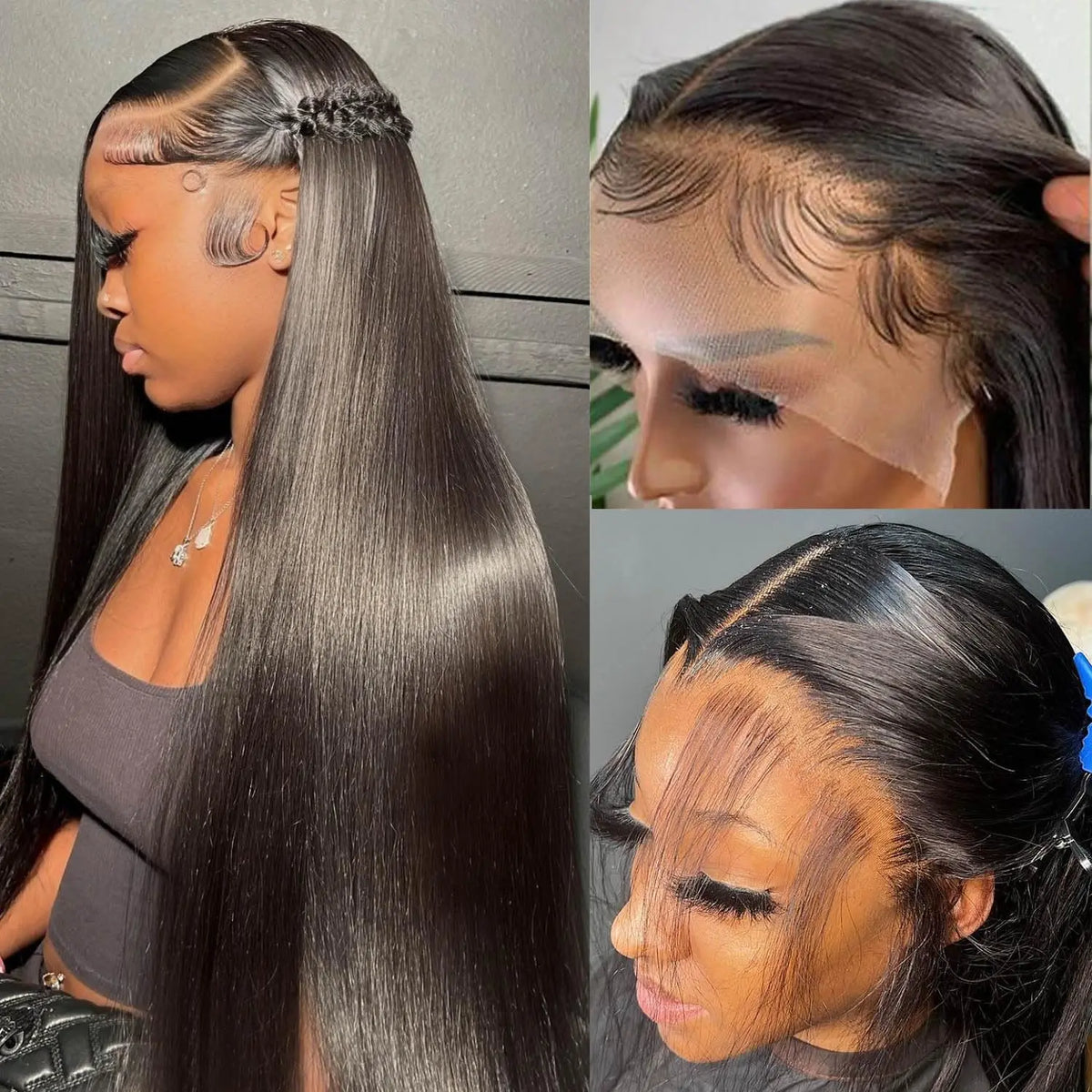 Lemoda 250% Density 13x6 Full Lace Frontal Wigs Straight Human Hair HD Transparent Lace Wigs Pre Plucked Brazilian Virgin 12A