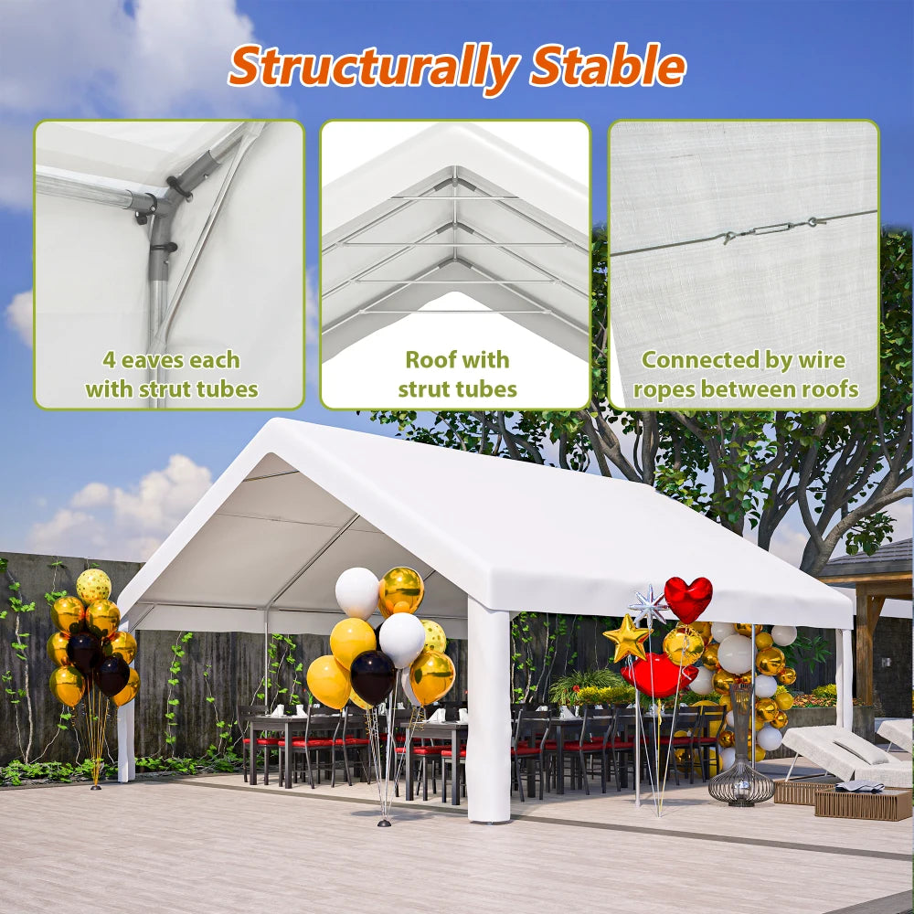 Spacious 20x20 FT Party Tent Removable Sidewalls 2 Storage Bags Waterproof UV Resistant PE Fabric Outdoor Canopy for Wedding BBQ