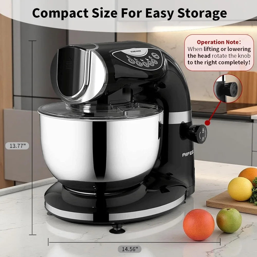Stand Mixer, 8.5QT+ 6QT Two Stainless Steel Bowls Electric Food Mixer, 7 in 1 Multifunctional Kitchen Mixer with Dough Ho