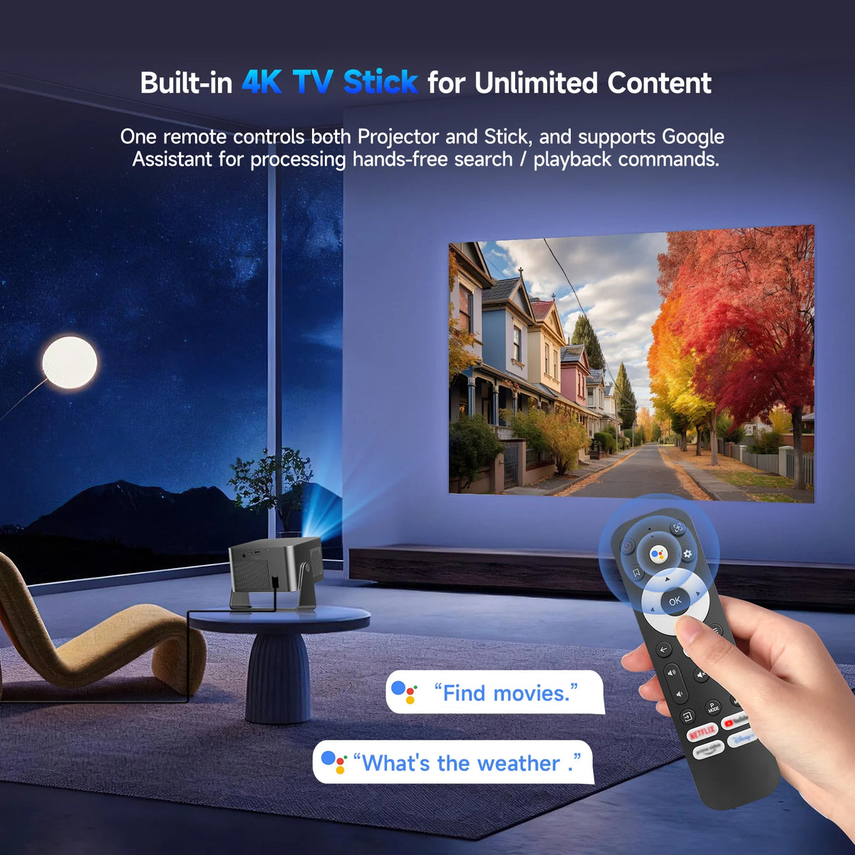 Magcubic HY350GTV 900ANSI Projector With Google TV OS 1080p Native Projector Auto Focus Portable Beam Android Home Projector