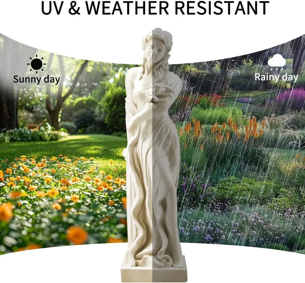 51'' Large Outdoor Garden Nymph Statue, Goddess of Spring Flowers, Roman Style Sculptures Decorations, Religious Garden Statue f