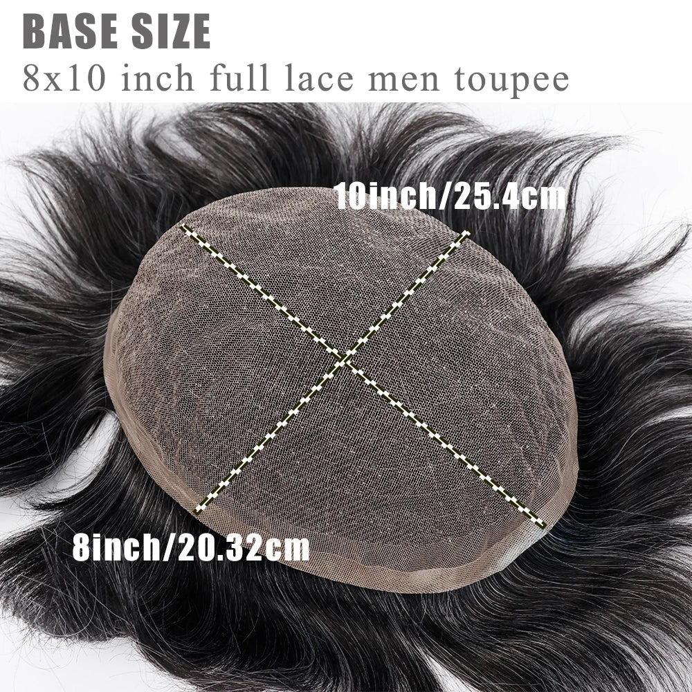 Men's Toupee #1B30 Full Lace 8x10 Hairpiece All Skin Human Hair Replacement System Wig Thin Skin Invisible Ultra Swiss Lace