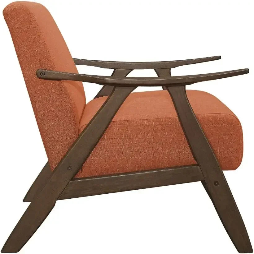 [Free Shipping!]Mid Century Modern Accent Chair with Solid Wood Frame in Walnut Finish, Upholstered Living Room Lounge Arm Chair