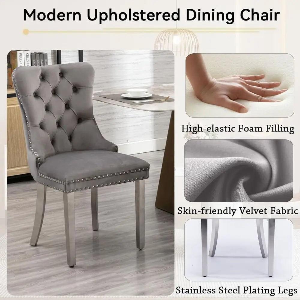 Marble Top 7-Piece Dining Set or 6-Piece Expandable Dining Table with Grey Tufted Chairs or 6-Seat Large Kitchen Table with Whit