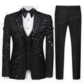 Upscale Men's Black Suits 2 Pieces Tailored Made Beaded Crystals single breasted Slim Fit Suits Wedding Groom Business Prom