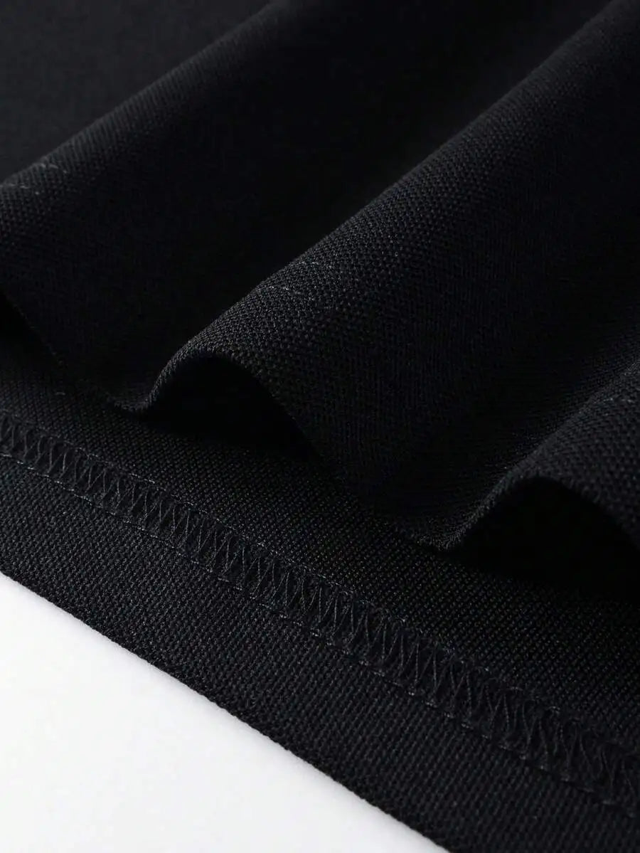 Men's Black Polo Shirt with White Trim Contrast Design Short Sleeve