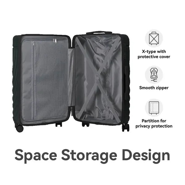 3pcs ABS Hardshell Luggage Set with Spinner Wheels TSA Lock (20''/24''/28'') Dark Green