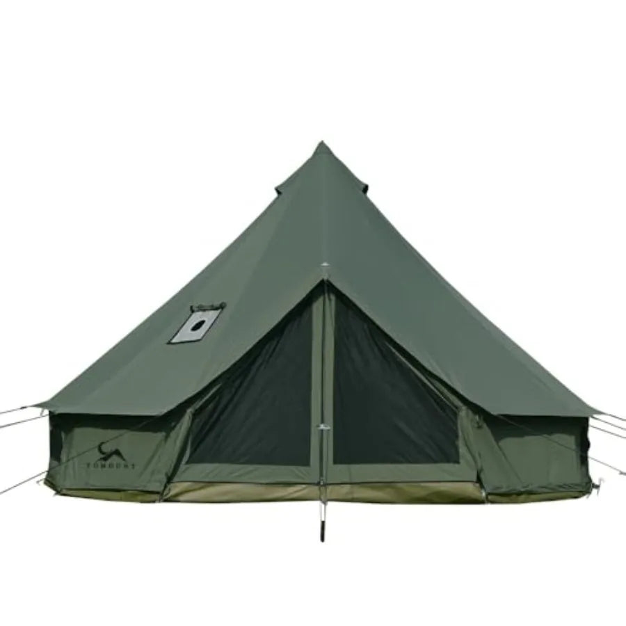 TOMOUNT Canvas Tent Bell Tent Yurt with Stove Jack Zipped Removable Floor for Glamping Truck Car Camping