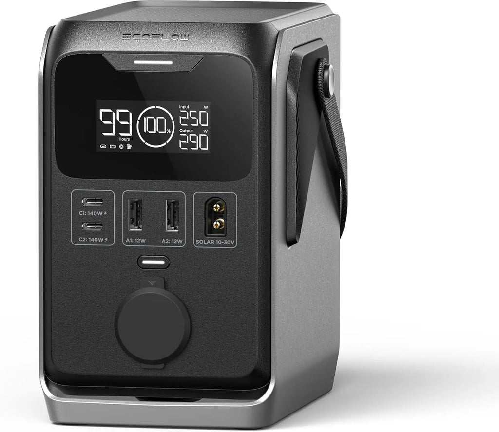 288Wh Portable Power Station, 300W DC Output, LiFePO4 Battery, Solar Generator for Camping Travel Emergency