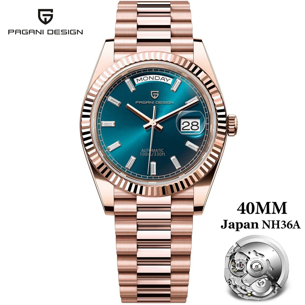 2025 New PAGANI DESIGN Luxury Men Mechanical Watches Rose Gold Automatic Watch For Men AR Sapphire Mirror Sports Clock Man Gifts