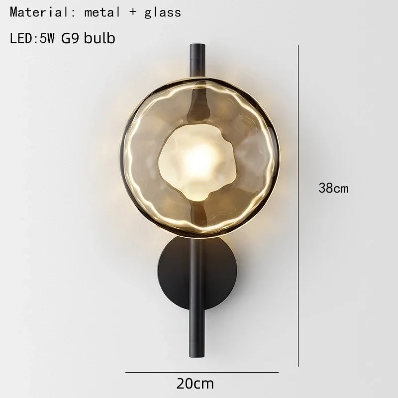 Nordic Gray White Clear Glass  Light Gold Black Metal Lamp G9 Bulb for Bedroom Parlor Restaurant Corridor Aisle Wall Decor