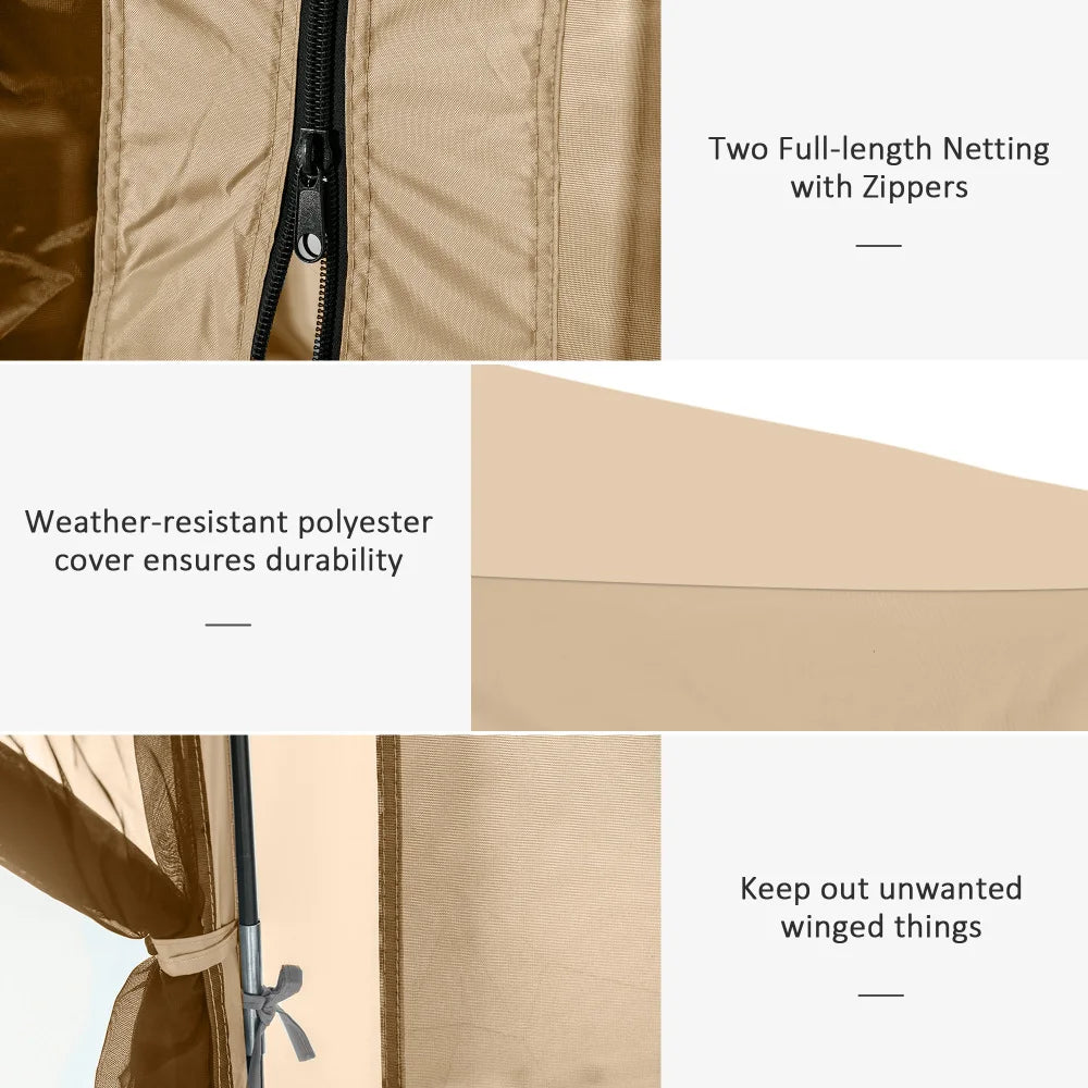 Quick Pop Up Screen House Portable Gazebo Canopy Shelter Mesh Netting Beige Carry Bag Shaded Interior Family Parties Picnics