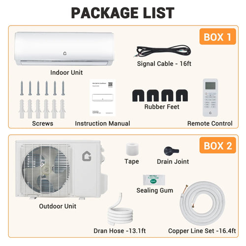 4-in-1 Mini Split Air Conditioner, 9000BTU Smart Wall Mounted AC & Heat Pump For 750 Sq Ft Room, 208-230V/60Hz