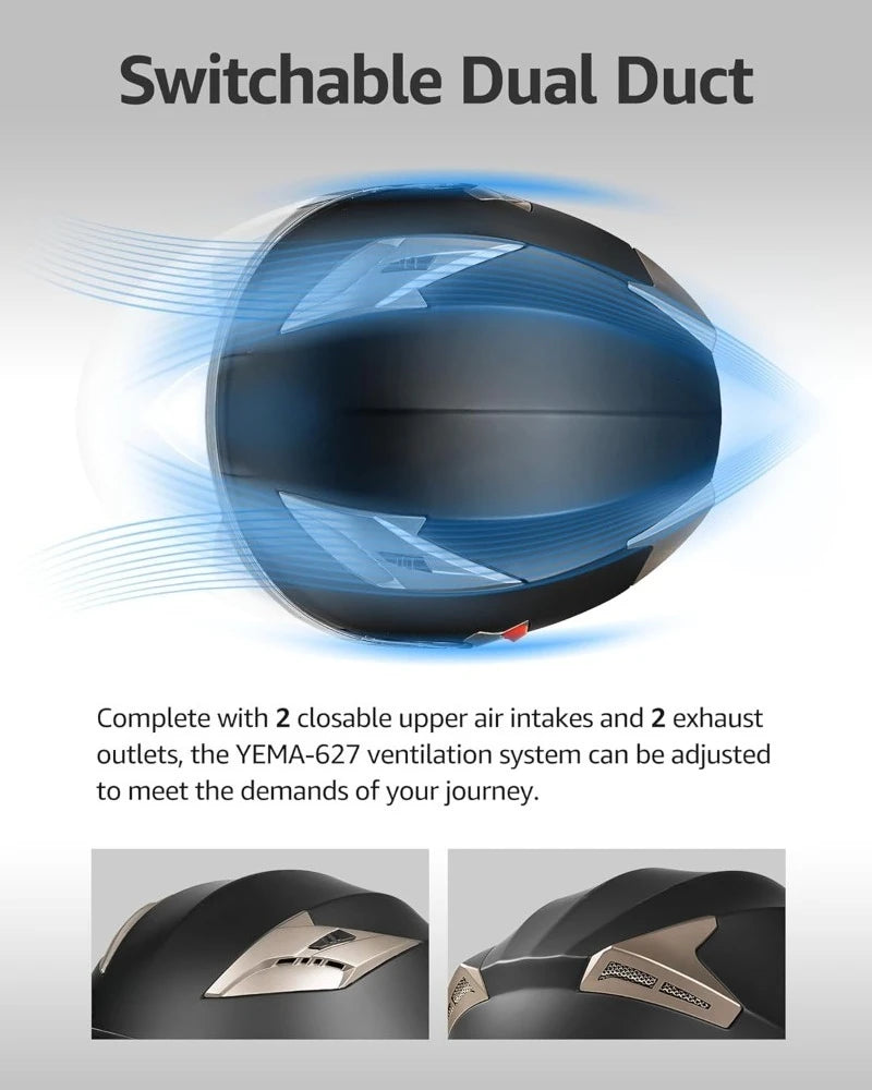 DOT Approved Open Face 3/4 Motorcycle Helmet Dual Visor Quick Release for Adults Men Women Moped Scooter Street Riding