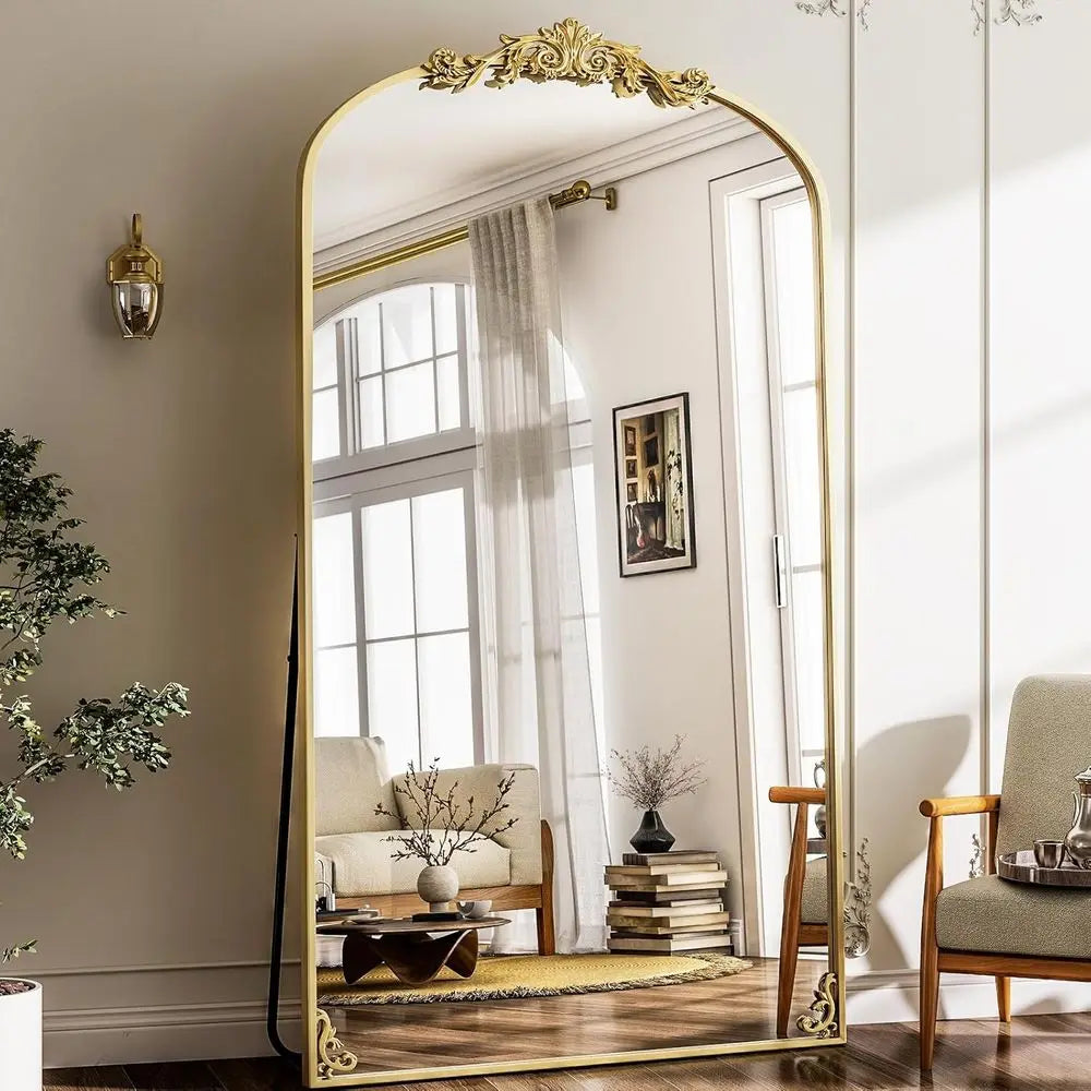 Oversized Vintage Mirror - 72"x 44" ull Length Mirror Large Carved Arched Mirrwith Metal e Baroque ull Body or Bathroom/Living R