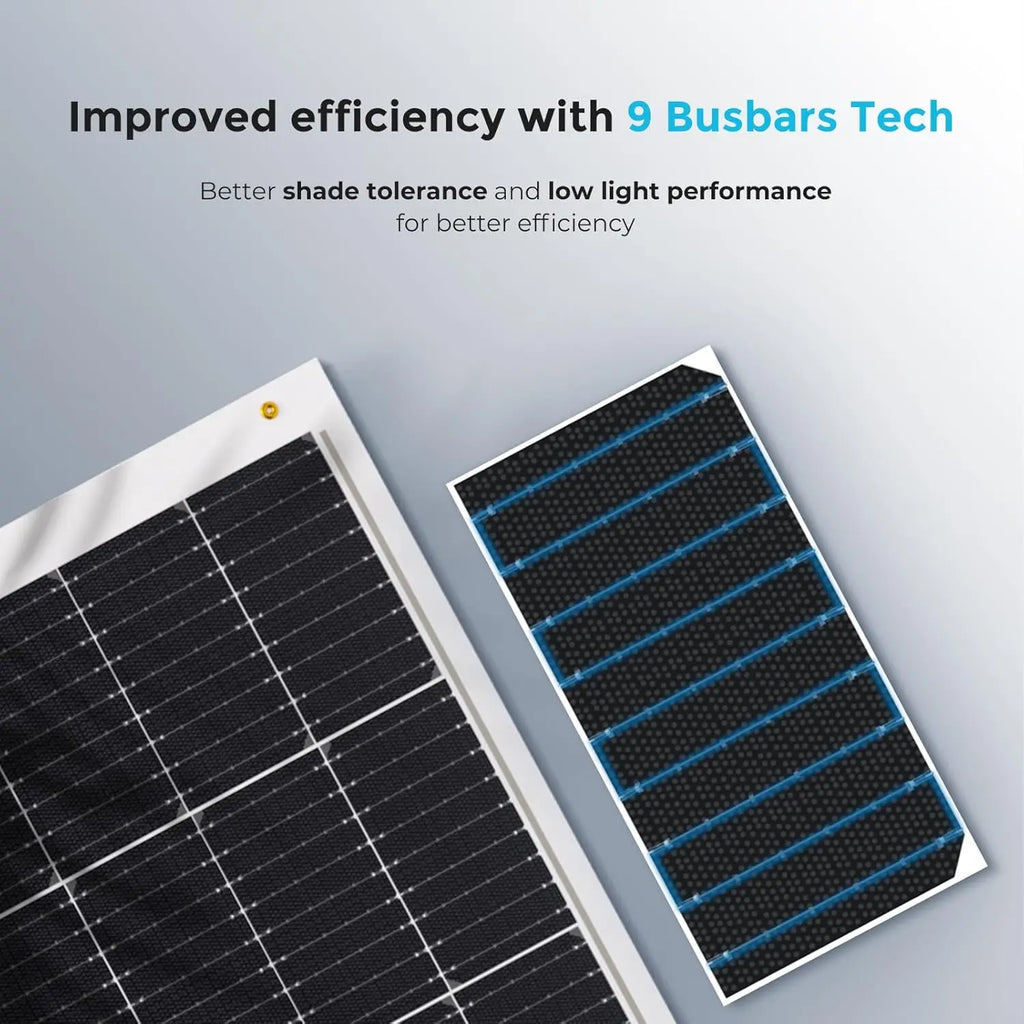 100 Watt 12V Monocrystalline Flexible Solar Panel for RV, Marine, Car, Van & Cabin Off-Grid Charging on Uneven Surfaces