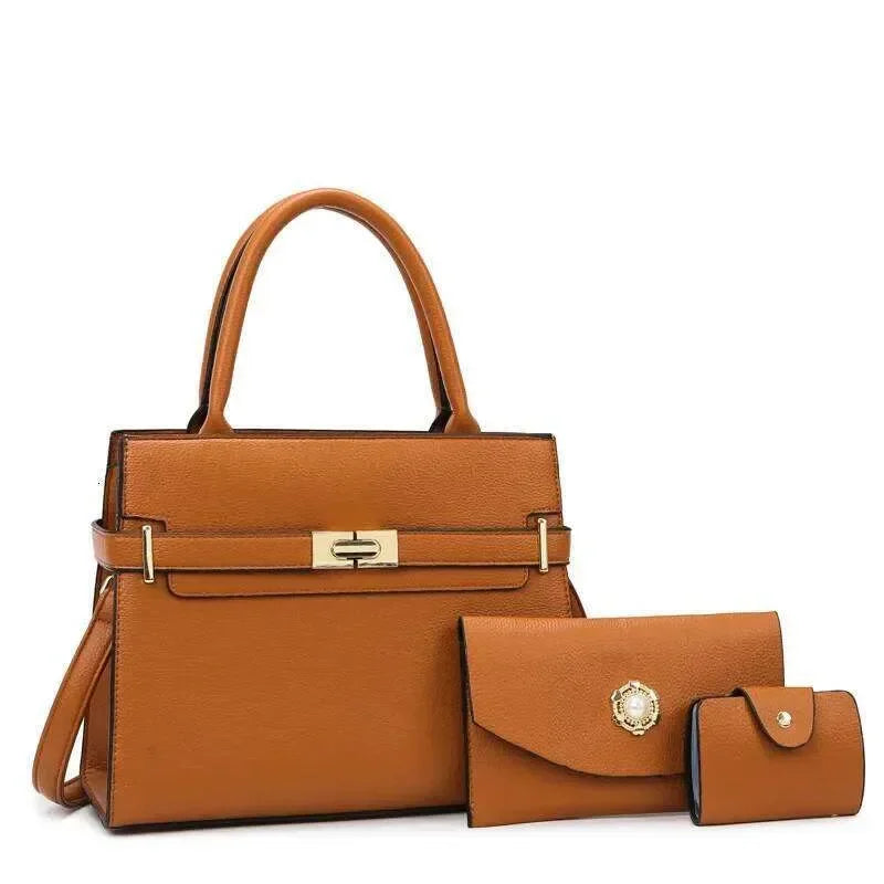 Trendy Women s Handbag Set Soft PU Leather Shoulder Crossbody Fashionable Matern and Child Design Versatile Bag