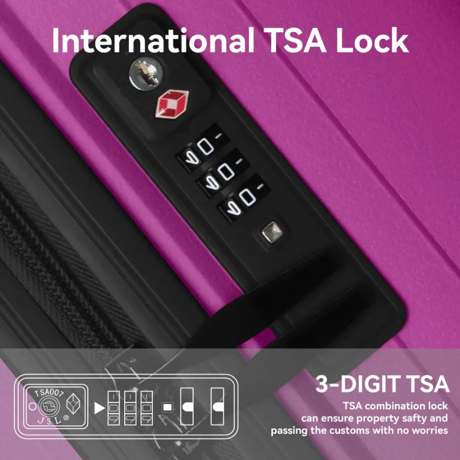 3-Piece Luggage Set Travel Lightweight Suitcases with Rolling Wheels TSA lock Moulded Corner Carry on Luggages for Business Tri