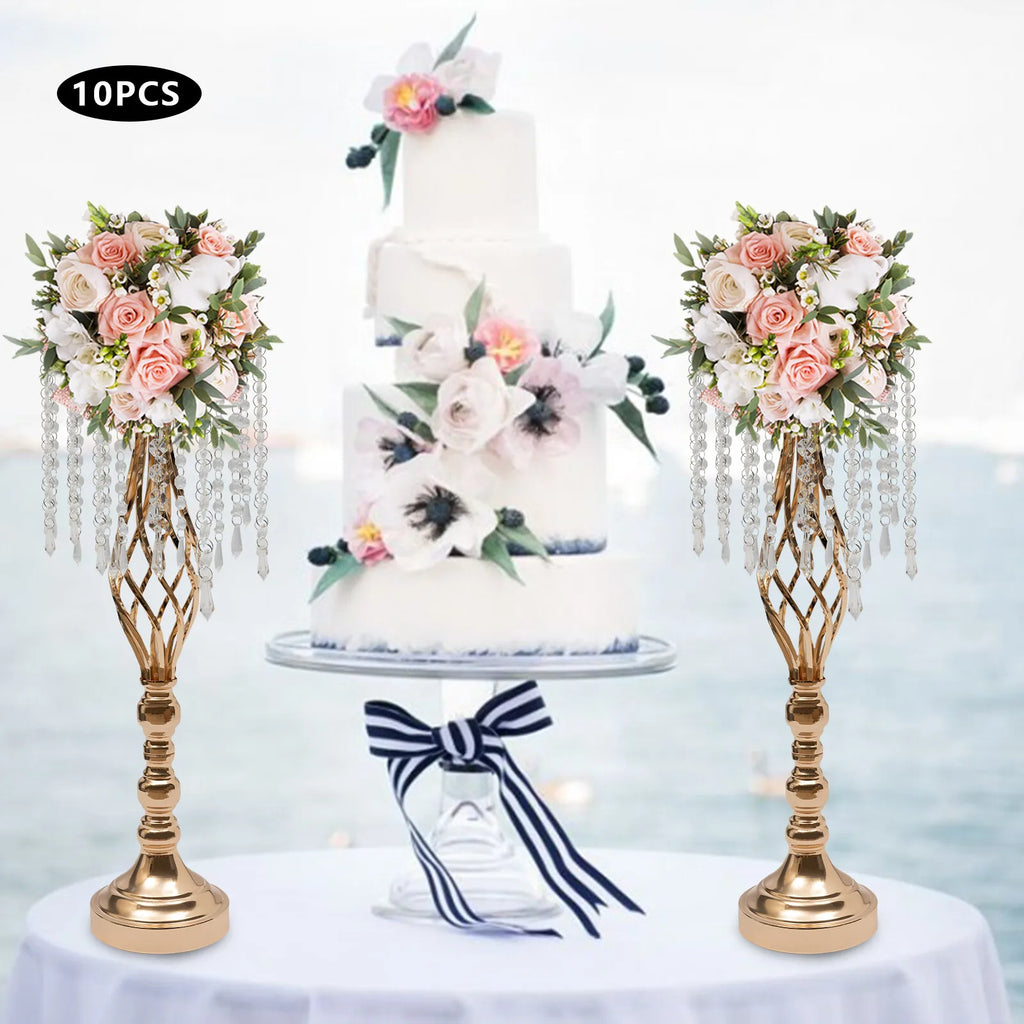 Metal Wedding Table Centerpieces 10 Pieces Crystal Flower Vase Stand Party Decor