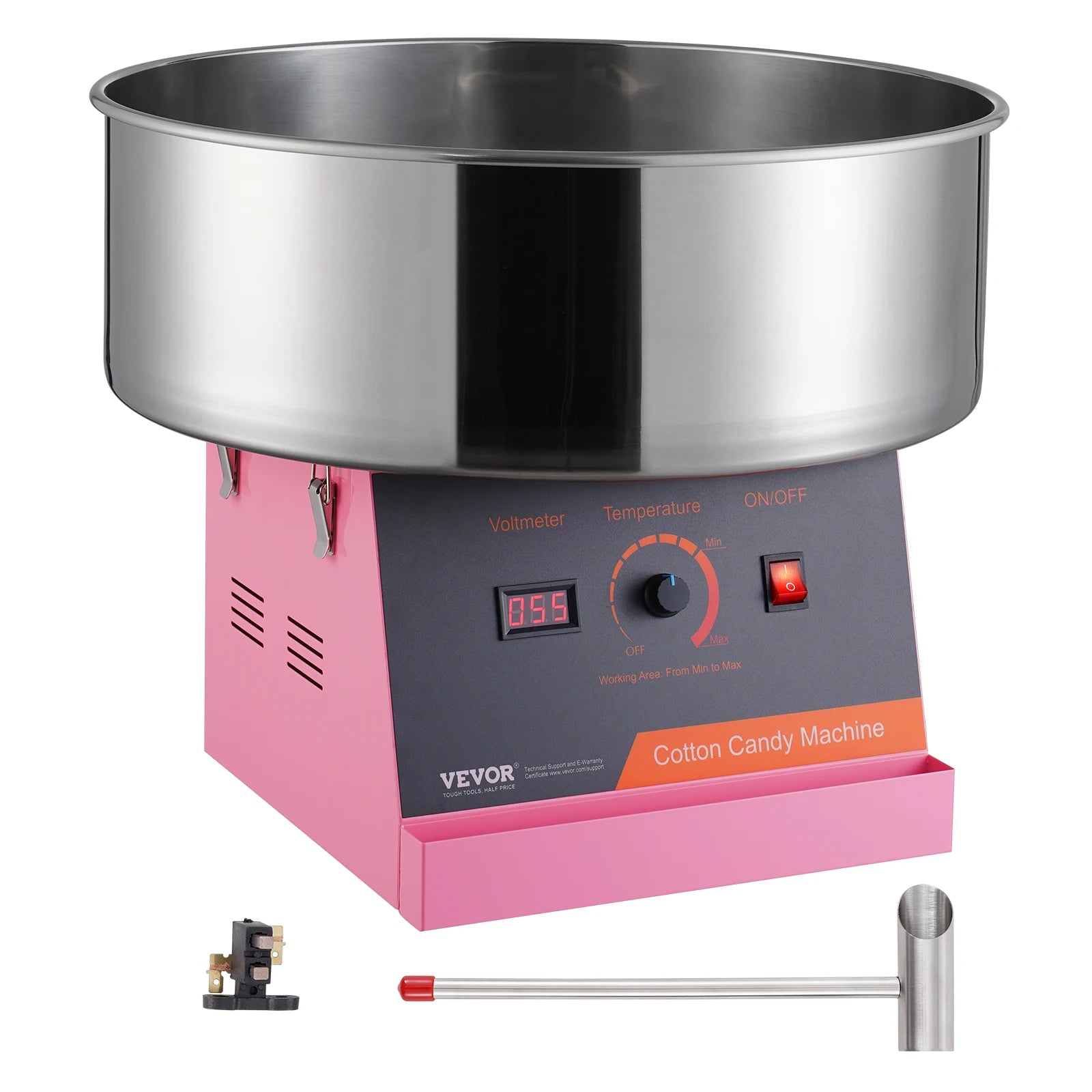 SucceBuy Electric Cotton Candy Machine Candy Floss Maker Commercial Cotton Candy Machine w/ Stainless Steel Bowl and Sugar Scoop