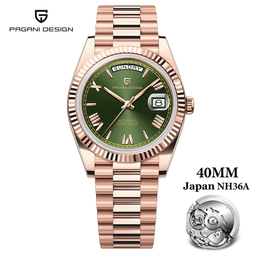 2025 New PAGANI DESIGN Men's Watches DD40 Rose Gold Automatic Watch Man Mechanical Wristwatches Luxury AR Sapphire Mirror Gifts