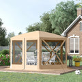 Quick Pop Up Screen House Portable Gazebo Canopy Shelter Mesh Netting Beige Carry Bag Shaded Interior Family Parties Picnics