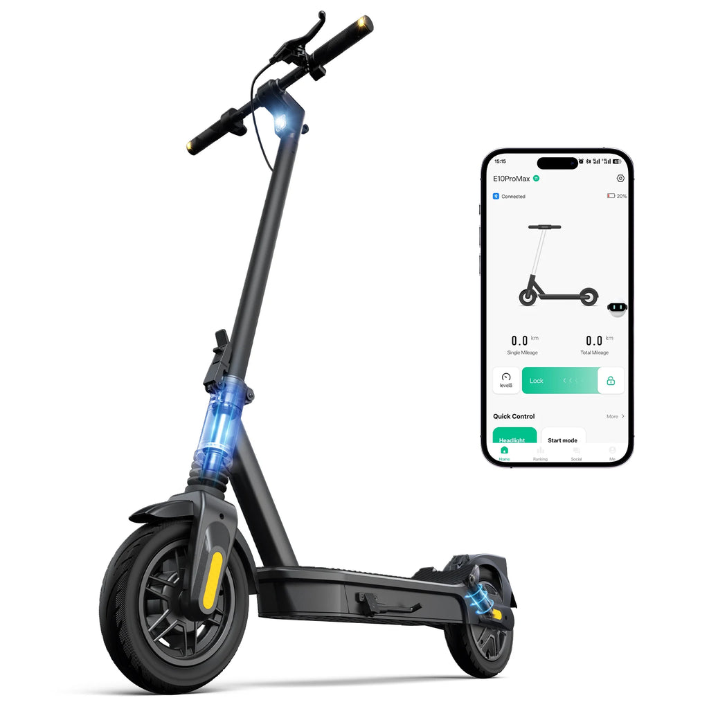 E10/8 Electric Scooter 1000/500W 20mph Max Speed 10"/8.5" Tire Folding E-Scooter 40/20miles Max Range Dual Suspension for Adult