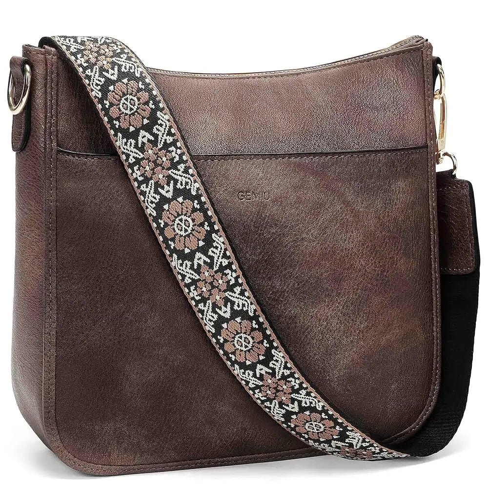 Hobo Crossbody Bag for Women, Vegan Leather Multipocket Shoulder Purse with 2 Adjustable Removable Straps