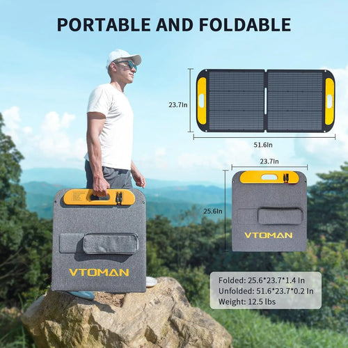 110W 19V Portable Solar Panel for Solar Generator, Foldable IP67 Waterproof with 23% High Efficiency and Adjustable Kickstands
