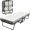 Portable Folding Bed with 5 Memory Foam Mattress, Adult Size, Space-Saving Steel Frame, 79 x 31, Roll Away, White.