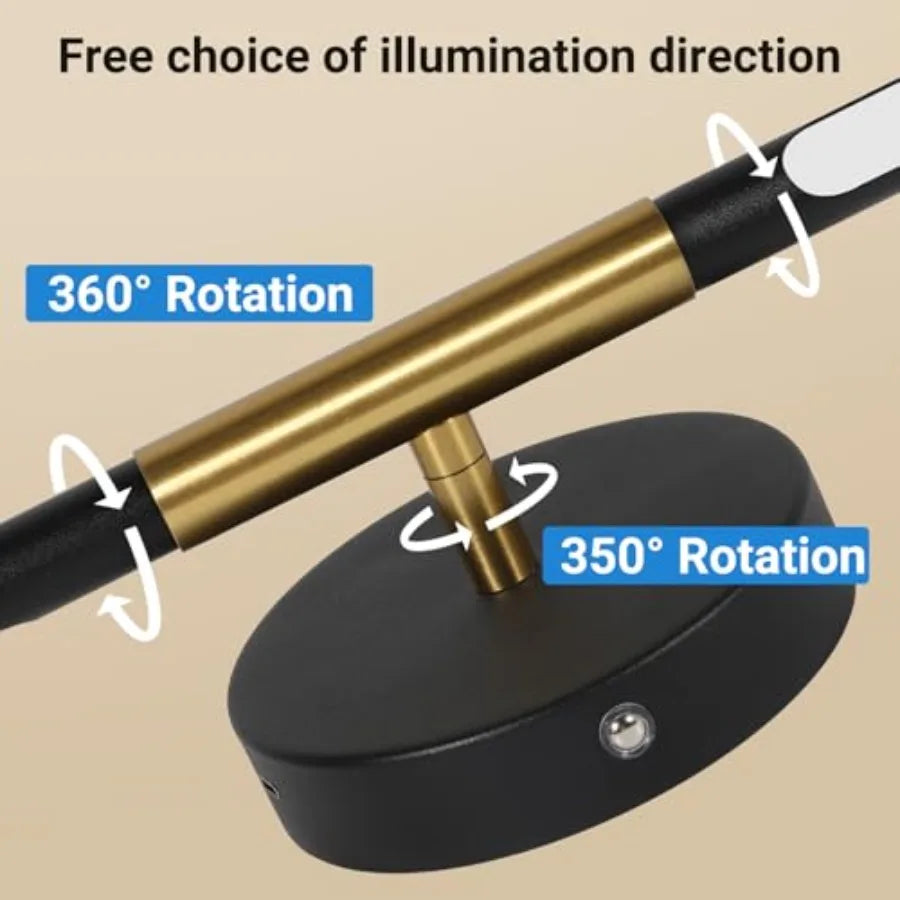 Battery Operated Wall Sconces Set of Two 360°Rotate Wireless Rechargeable Wall Sconces with Remote Control Dimmable Timing Deco