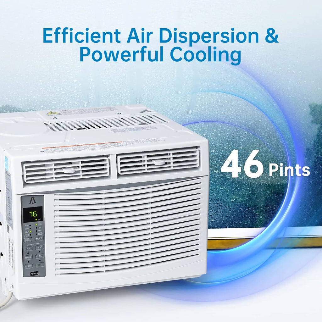 6000 BTU Window Air Conditioner,WiFi Smart AC Unit With Remote & App Control,Timer Function For Rooms Up to 350 Sq Ft, 115v/60Hz