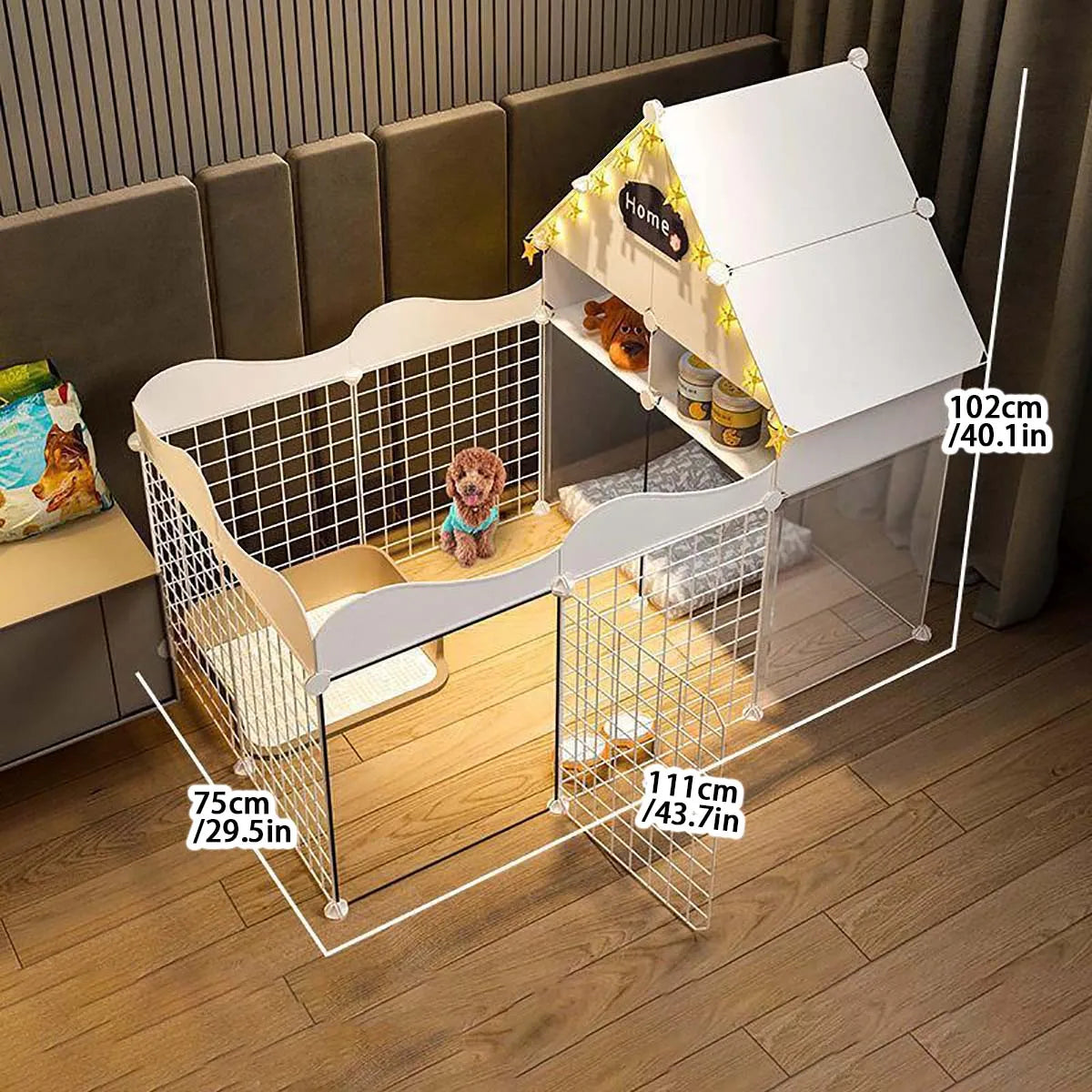 Pet dog enclosure Home House kennel Indoor small dog Teddy fence isolation door with toilet area dog cage