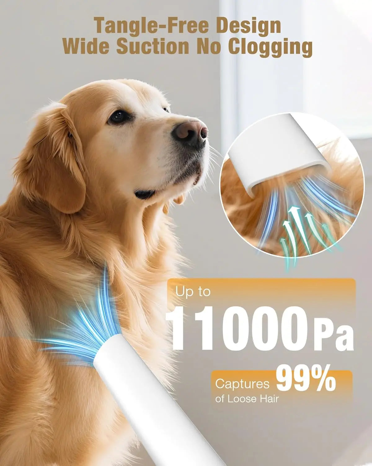 5-in-1 Pet Grooming Vacuum Kit with Low Noise Trimmer, 2.5L Dust Cup, 3 Suction Modes & 5 Tools for Dogs, Cats