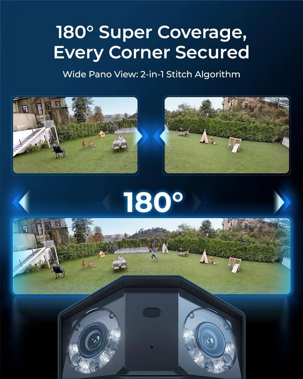 16MP UHD Dual-Lens PoE Security Camera with 180° Panoramic View, Motion Tracking, Color Night Vision