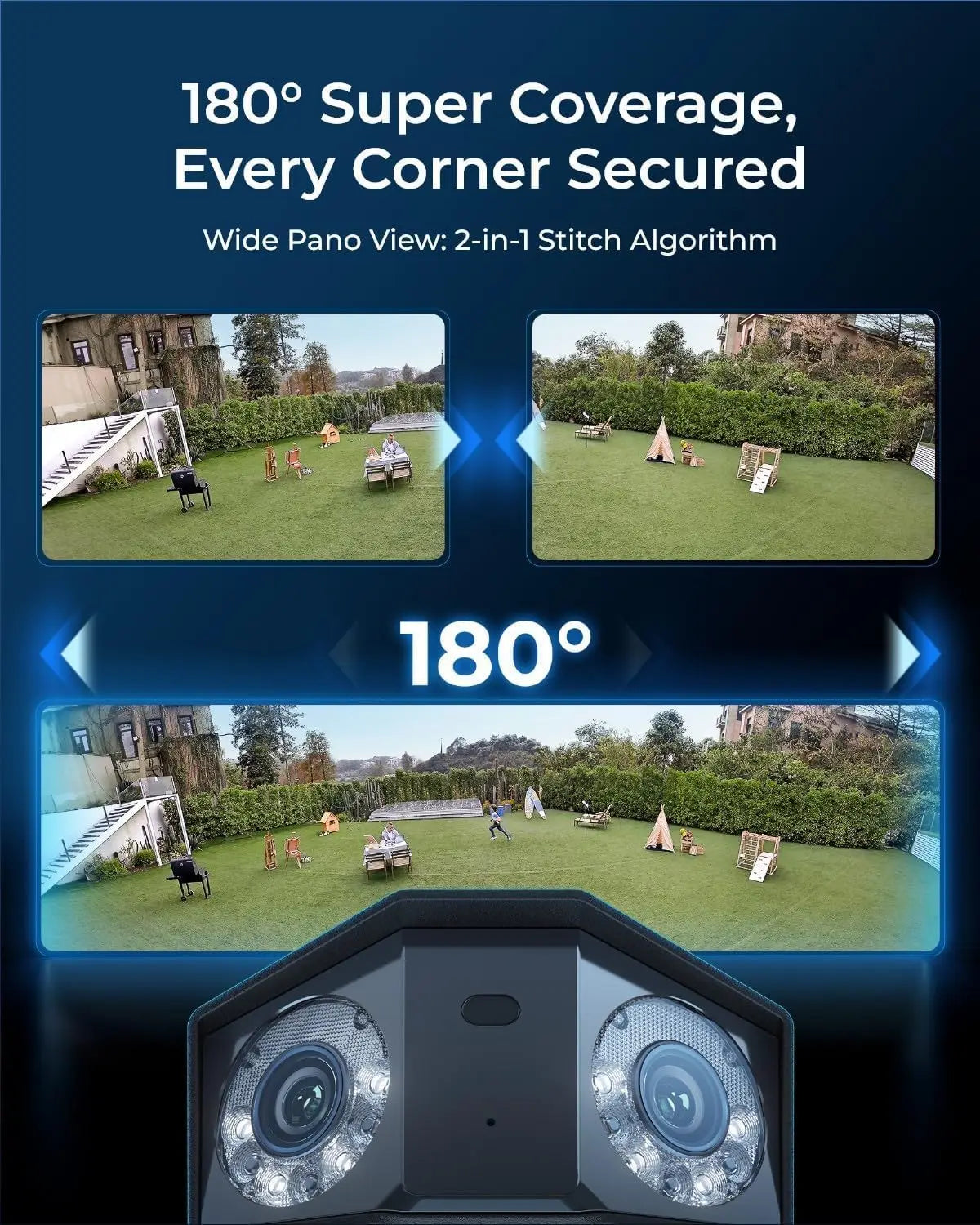 16MP UHD Dual-Lens PoE Security Camera with 180° Panoramic View, Motion Tracking, Color Night Vision