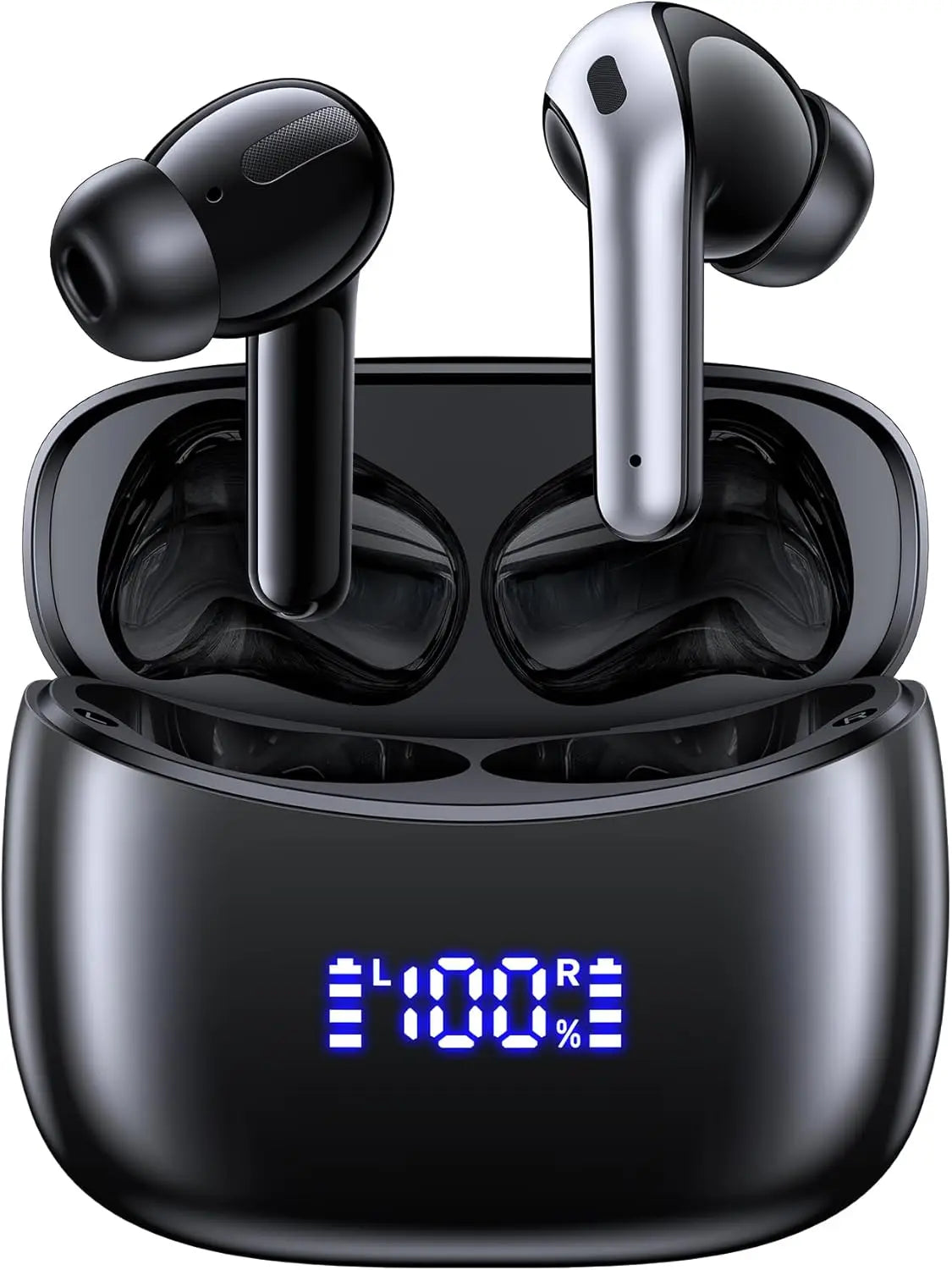 AI Translation Earbuds Real-Time 164 Languages Translator Wireless Bluetooth Headphones for Travel Meetings Learning Black