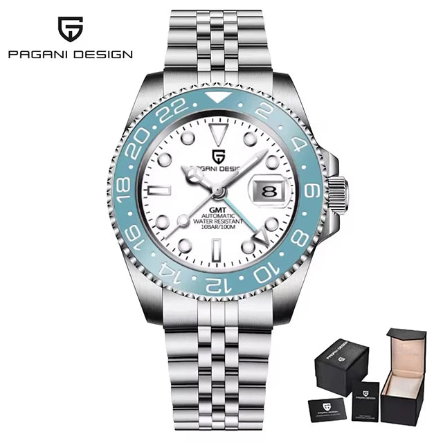 PAGANI DESIGN Gift Men's Watch GMT 40mm Mechanical Watch Top Brand Stainless Steel Waterproof Business Automatic Watches for Men