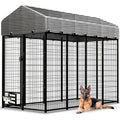 8'x4'x6' Outdoor Dog Kennel with Roof Cover - Heavy Duty Steel Playpen for Large Dogs